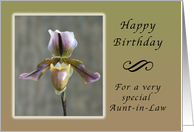 Happy Birthday for a Special Aunt in Law, Lady Slipper Orchid card
