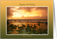 Happy Birthday, Sunrise on a Tropical Hawaiian Beach , blank inside card