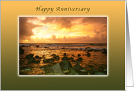 Happy Anniversary, Sunrise on Tropical Hawaiian Beach, blank inside card