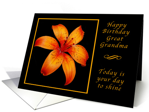 Happy Birthday Great Grandma, Today is Your Day, Orange Daylily card