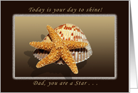 Happy Birthday, Dad, You are A star, Starfish and Shell card