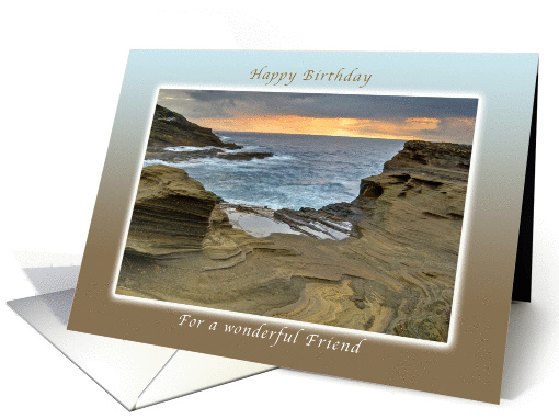 Happy Birthday Friend, Lanai Shore on the Tropical Island of Oahu card