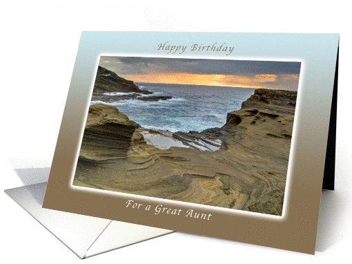 Happy Birthday Great Aunt, Lanai Shore on the Island of Oahu card