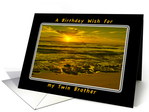 A Birthday Wish For Twin Brother, Tropical Beach Sunrise card