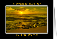 A Birthday Wish For Step Brother, Tropical Beach Sunrise card