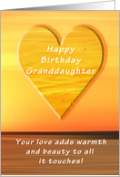 Happy Birthday Granddaughter, Sunset and Heart card