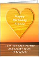 Happy Birthday Fiance, Sunset and Heart card