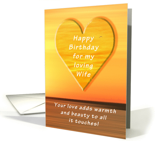 Happy Birthday for My Loving Wife, Sunset and Heart card (1064177)