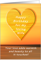 Happy Birthday for My Loving Wife, Sunset and Heart card