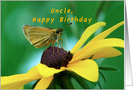 Uncle, Happy Birthday, Skipper Butterfly on Brown eyed Susan card