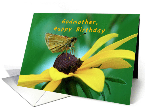 Godmother, Happy Birthday, Butterfly on Brown eyed Susan card