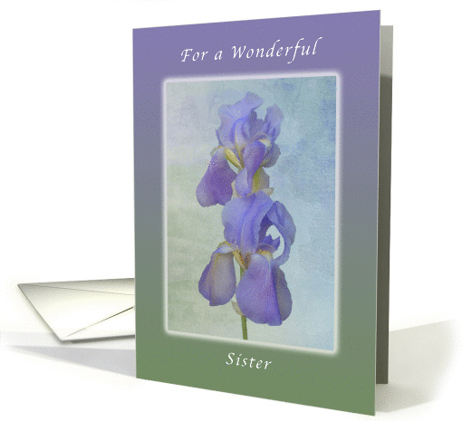 A Birthday Wish for a Wonderful Sister, Purple Irises card (1065629)