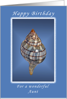 Happy Birthday for a Wonderful Aunt, Seashell with Blue Background card