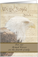 United States Constitution, Happy Independence Day, Armed Forces card