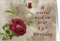 Red Rose 89th birthday wish card