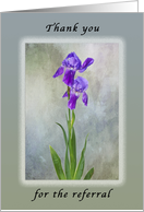 Thank You For The Referral, Purple Iris with Textured Background card