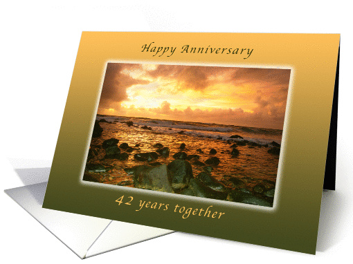 Happy 42nd Anniversary, Sunrise on Tropical Hawaiian Beach card