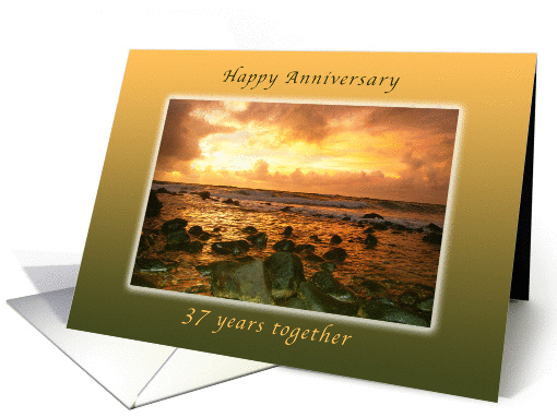 Happy 37th Anniversary, Sunrise on Tropical Hawaiian Beach card