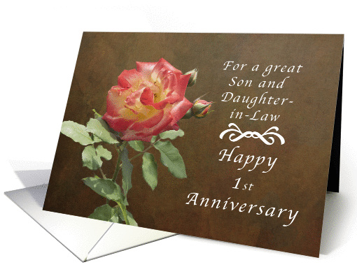 Happy 1st Anniversary for Son and Daughter in Law, Roses card