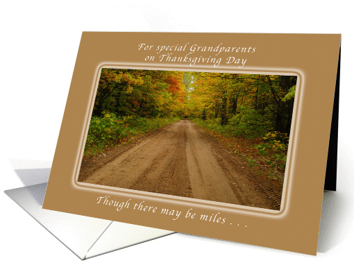 Happy Thanksgiving Day for special Grandparents, Autumn Road card