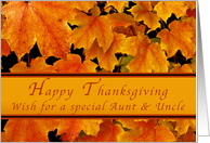 Happy Thanksgiving for Special Aunt and Uncle, Autumn Maple leaves card
