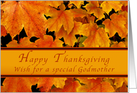 Happy Thanksgiving for Special Godmother, Autumn Maple leaves card