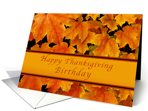 Happy Thanksgiving Birthday, Autumn Maple leaves card (1118938)