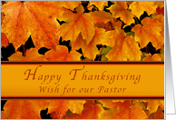 Happy Thanksgiving for Our Pastor, Autumn Maple leaves card