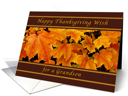 Happy Thanksgiving Wishes for a Grandson, Maple Leaves card (1131098)
