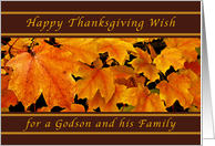 Happy Thanksgiving Wishes for a Godson and his Family, Maple Leaves card
