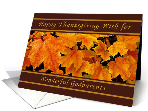 Happy Thanksgiving Wishes for a Godparents, Maple Leaves card