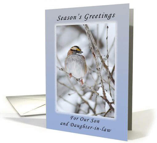 Season's Greetings Our Son and Daughter-in-Law, Sparrow card (1134338)