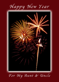 Happy New Year, For my Aunt and Uncle, Fireworks, Maroon Boarder