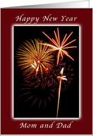 Happy New Year, For Mom and Dad, Fireworks card