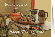 Happy Thanksgiving, son, Old Fashioned Kitchen card
