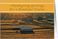 Happy Thanksgiving, For a Wonderful Teacher, Sunrise on the Farm card