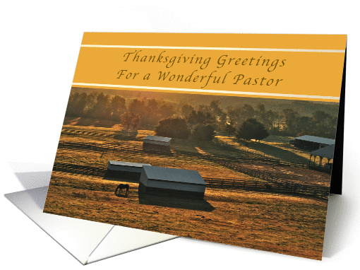 Happy Thanksgiving, For a Wonderful Pastor, Sunrise on the Farm card