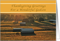 Happy Thanksgiving, For a Wonderful Godson, Sunrise on the Farm card