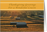 Happy Thanksgiving, For a Wonderful Cousin, Sunrise on the Farm card