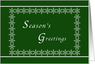 Season’s Greetings General, Snowflakes on Green card