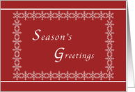 Season’s Greetings, General, Snowflakes on Red Background card