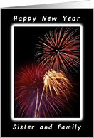 Happy New Year Fireworks, Sister and Family card