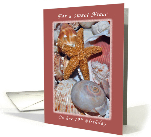 For a Sweet Niece on Her 19th Birthday, Starfish and Seashells card