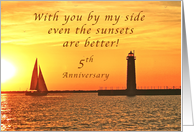 Only You Can Improve a Sunset, Happy 5th Anniversary for My Husband card