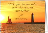 Only You Can Improve a Sunset, Happy 7th Anniversary for My Wife card