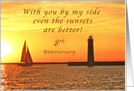 Only You Can Improve a Sunset, Happy 8th Anniversary for My Husband card