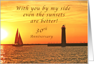 Only You Can Improve a Sunset, Happy 30th Anniversary for My Husband card