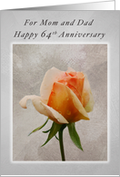 Happy 64th Anniversary, For Mom and Dad, Fresh Rose card