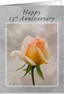 Happy 13th Anniversary, Fresh Rose on a Textured Background card