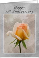 Happy 17th Anniversary, Fresh Rose on a Textured Background card